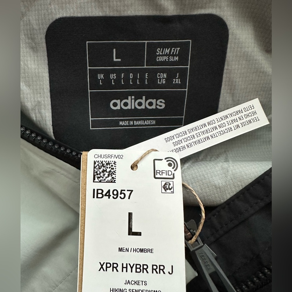 Adidas Terrex Xploric Xperior Hybrid Rain RDY Pro Jacket Black Men’s Size Large - Picture 6 of 6